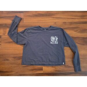 Salty Crew Womens Small Gray Long Sleeve Cropped Graphic T-Shirt Find Refuge Sea